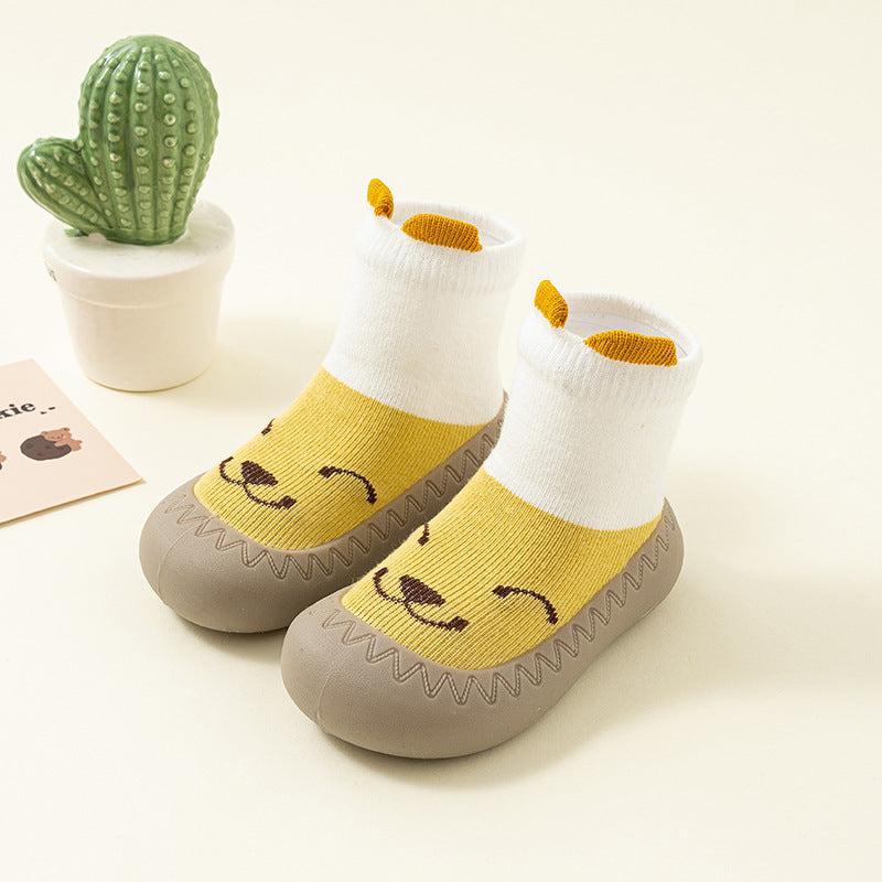 Zapato calcetín ergonómico para bebés color amarillo con blanco
